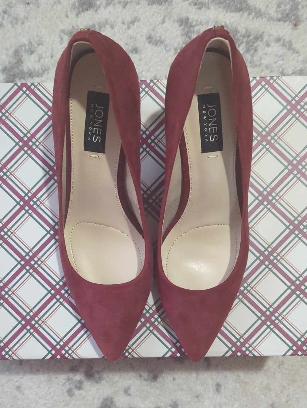 Jones New York Burgundy Pointed-Toe Suede Pumps